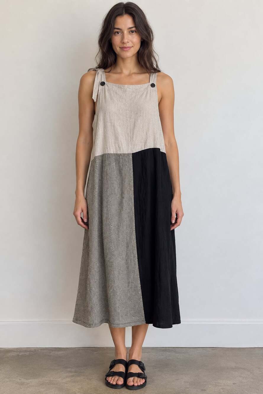 Vintage 90s Legends by Sunisha Linen Rayon Maxi Dress M Art to Wear Lagenlook